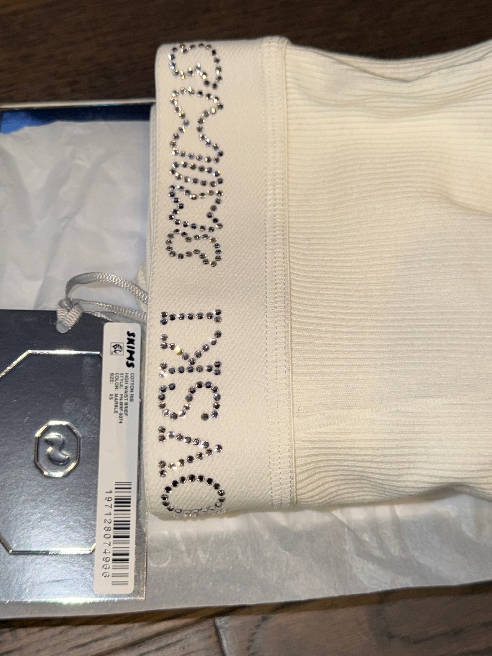 SKIMS × SWAROVSKI Cotton Rib Plunge Bralette & Brief Set - Picture 5 of 8